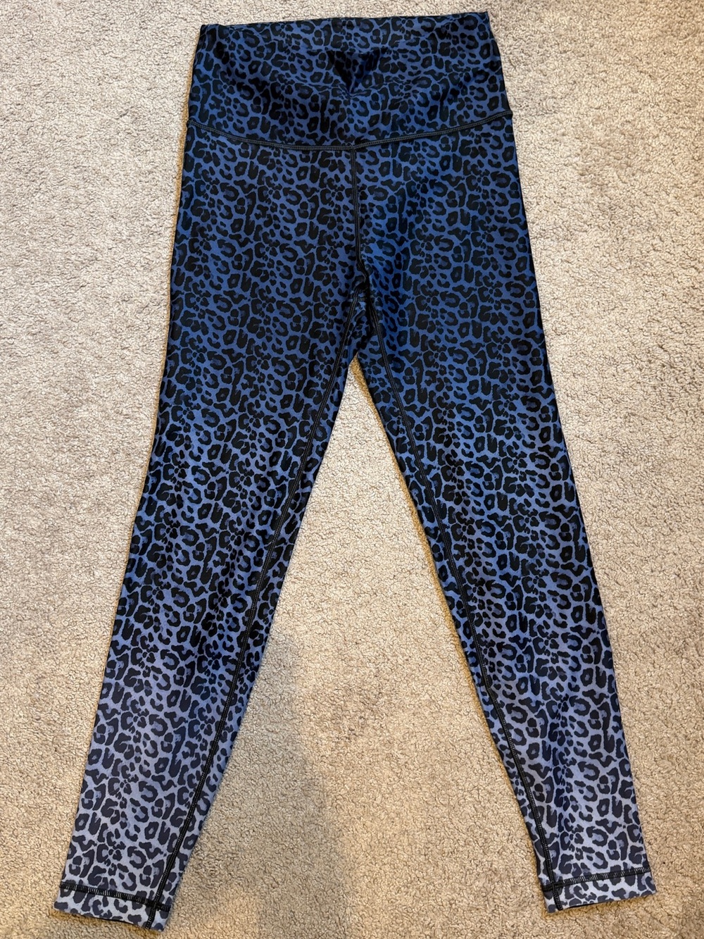 Leopard Print High-Waist Leggings - Blue & Black